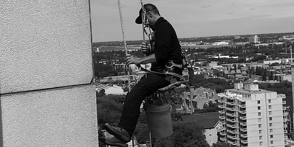 Professional high-rise window cleaning using bosun's chair also swing chair in&nbsp; Edmonton