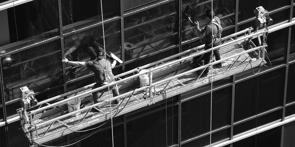 close up of better-view.ca window cleaning team working in Edmonton, Alberta